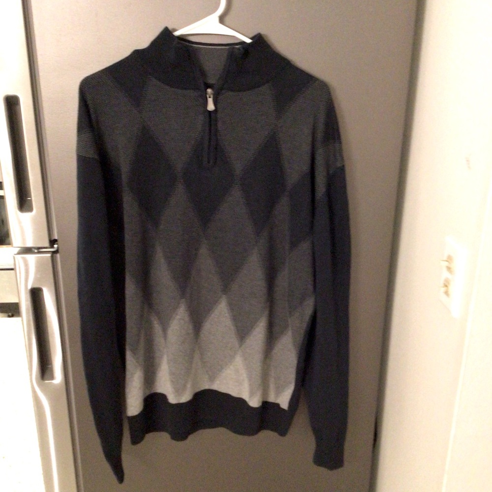 Method Sweater Mens XL Gray Collar Long Sleeve 1/4 Zip Argyle Grandpacore Casual